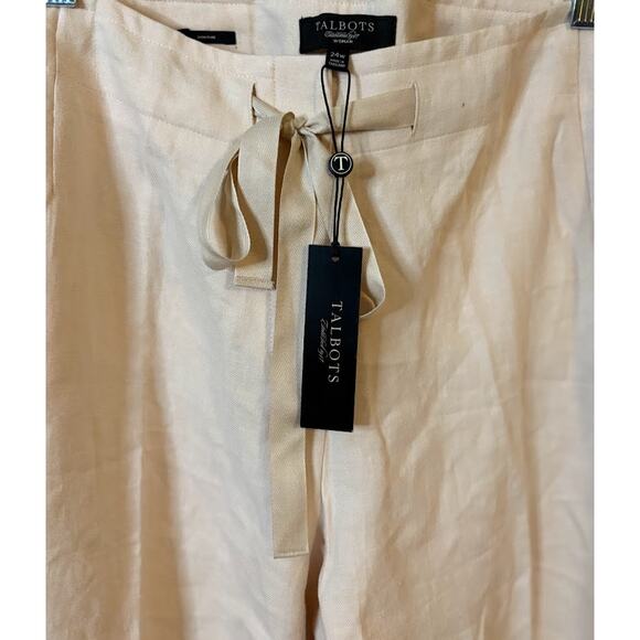 Talbots 100% Linen Cream Trousers Plus Size 24W NWT - Picture 6 of 8